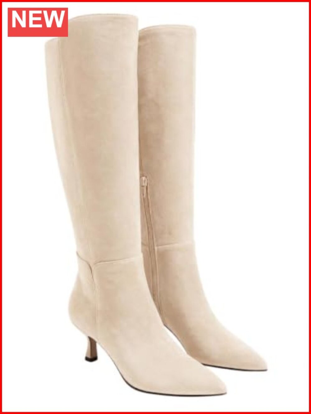 Knee High Kitten Heel Pointed Toe Zip Faux Suede Tall Dress Boots
